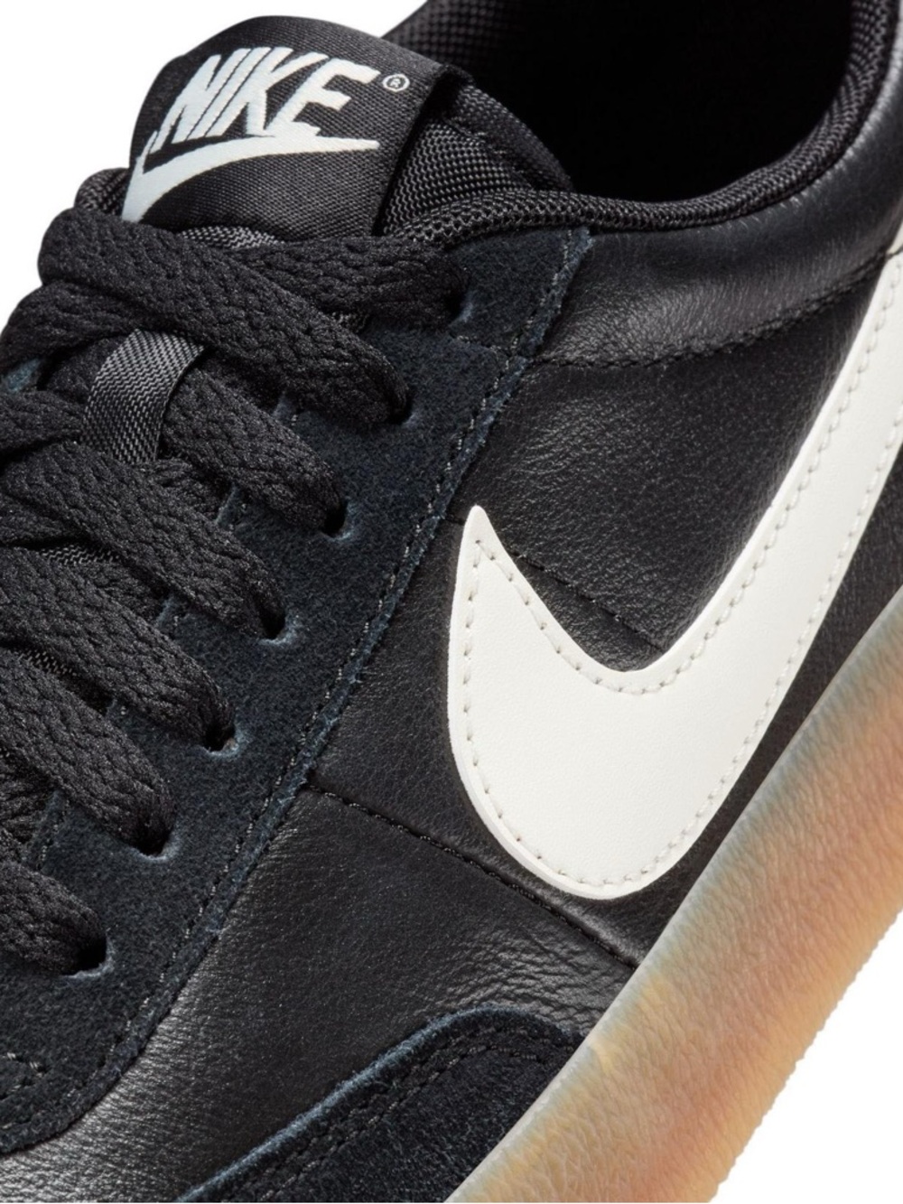 Nike Killshot 2 Black Leather Sneakers with Cream Swoosh and Gum Sole